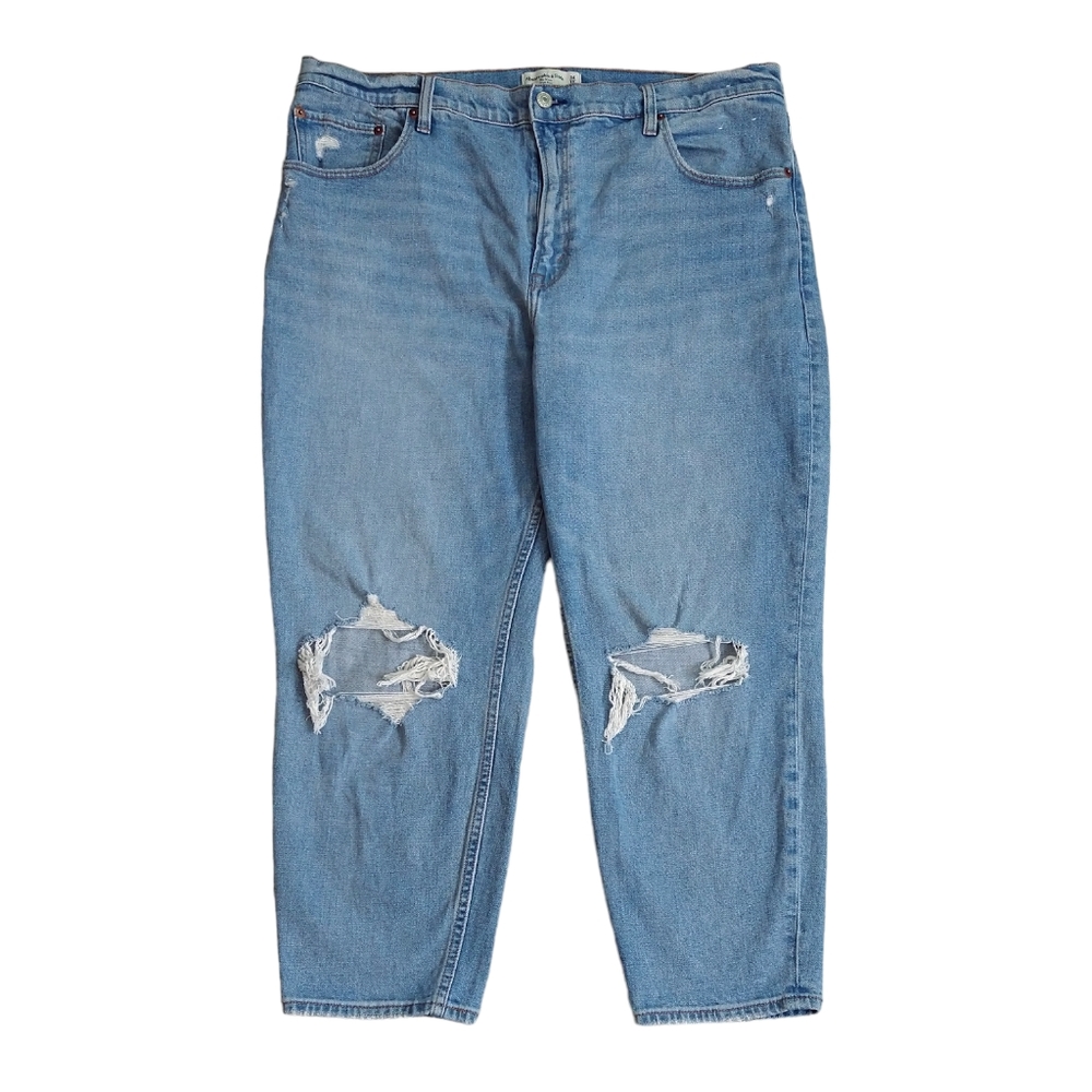 Abercrombie & Fitch The Mom High Rise Distressed Jeans PETITE